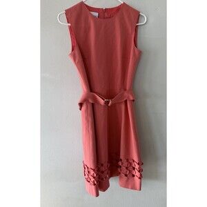 Akris Punto Women's 6 Designer Pink Sleveless Summer A-Line Knee Length Dress